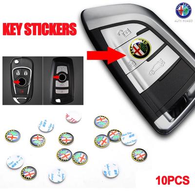 For Aluminium Metal Car Key Emblem Stickers For Giulietta GT 159 147 156 Mito Brera Giulia F1 Stelvio Volante