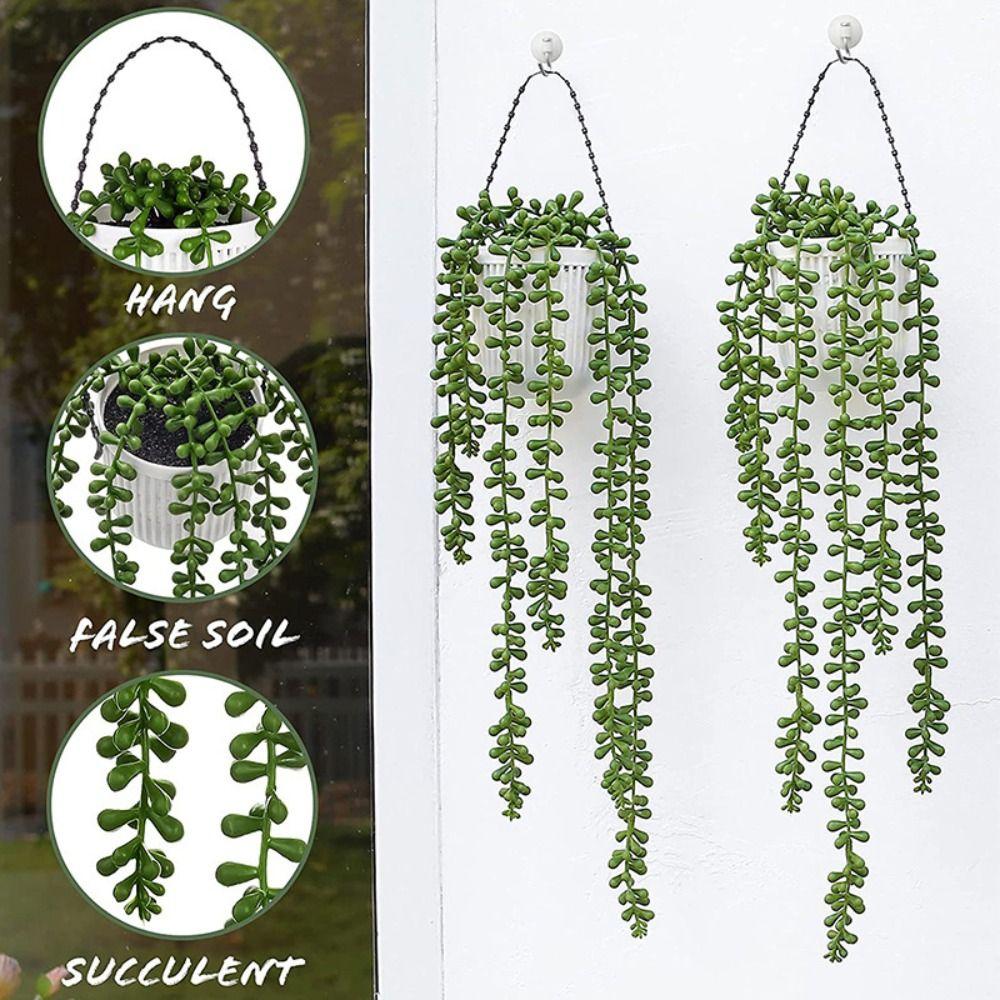 Rattan Bonsai Hanging Wall Plants False Potted Artificial Succulents Hanging Potted Ornaments