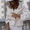 Women Fashion Winter Warm Comfortable Long Sleeve Tailored Collar Solid Color Woolen Coat Outerwear