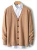 Men's 100% Wool V-Neck Cardigan: Soft, Skin-Friendly, Business Casual, Fashionable, Loose Knit Sweater, Outerwear