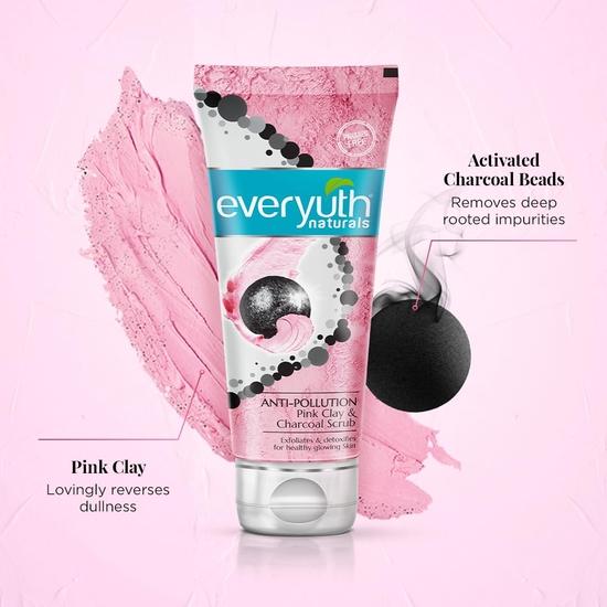 Everyuth Naturals Anti Pollution Pink Clay & Charcoal Scrub 100g