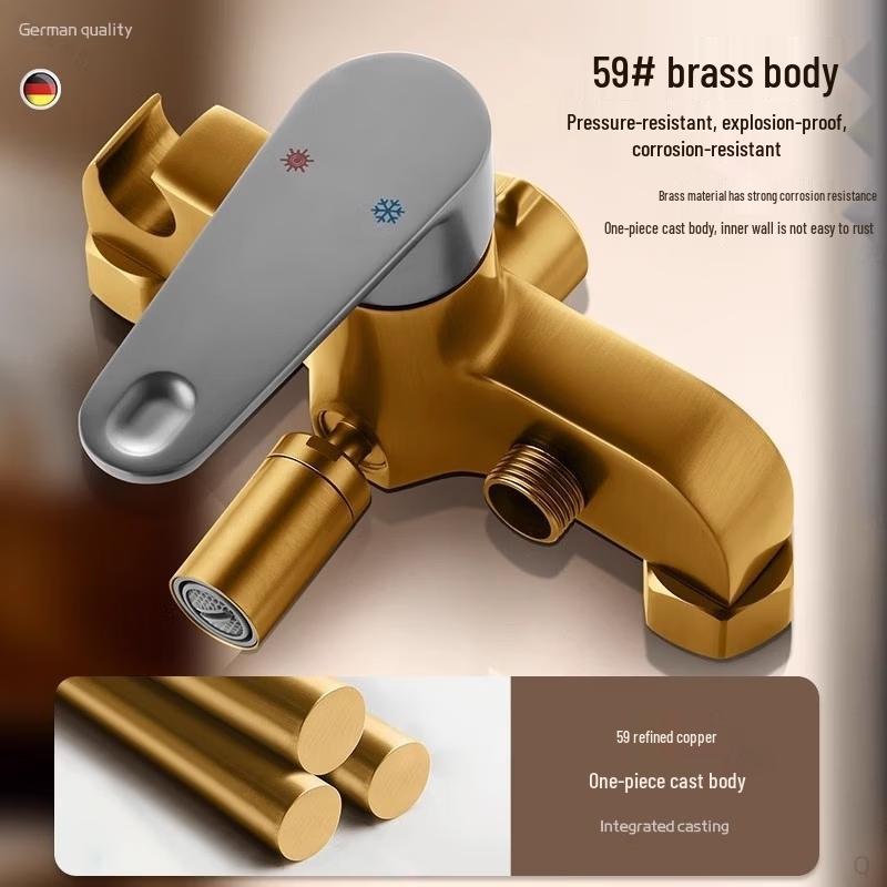 German Style Brass Wall-Mounted Shower Set with Hand Spray
