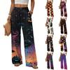 Women Casual Wide Leg Pants Loose Fit Straight Leg Button Closure Halloween Print Trousers Comfortable Fit Lightweight Fabric