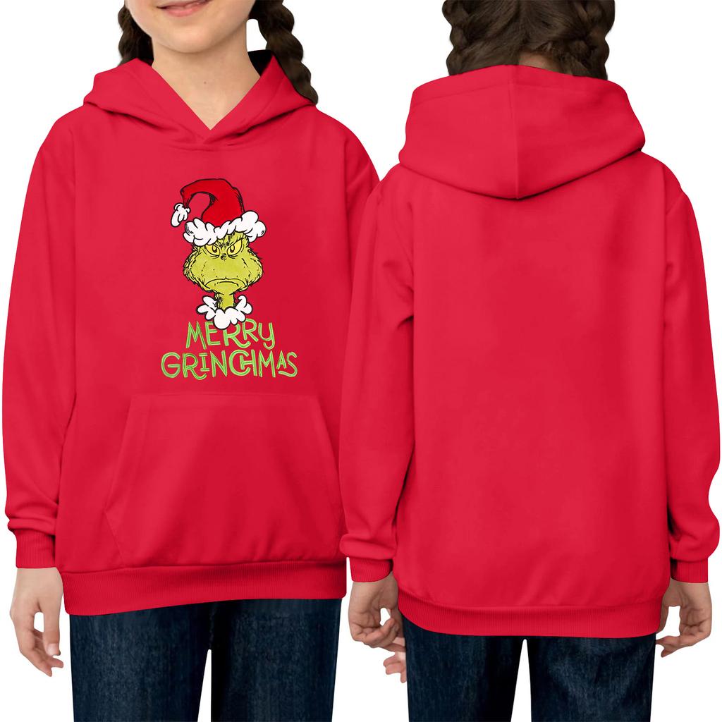 Children's Long-sleeved Loose-fitting Pullover Hoodie With Drawstring And Solid Color