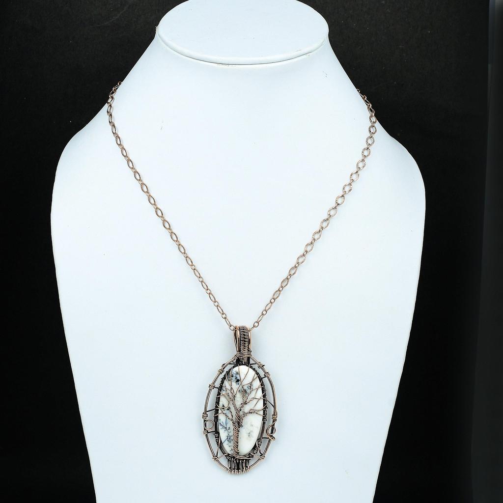 Baum des Lebens Dendrit Opal Anhänger Edelstein Anhänger Kupferdraht umwickelter Anhänger Handgefertigter Dendrit Schmuck Designer Anhänger Geschenk für Freund