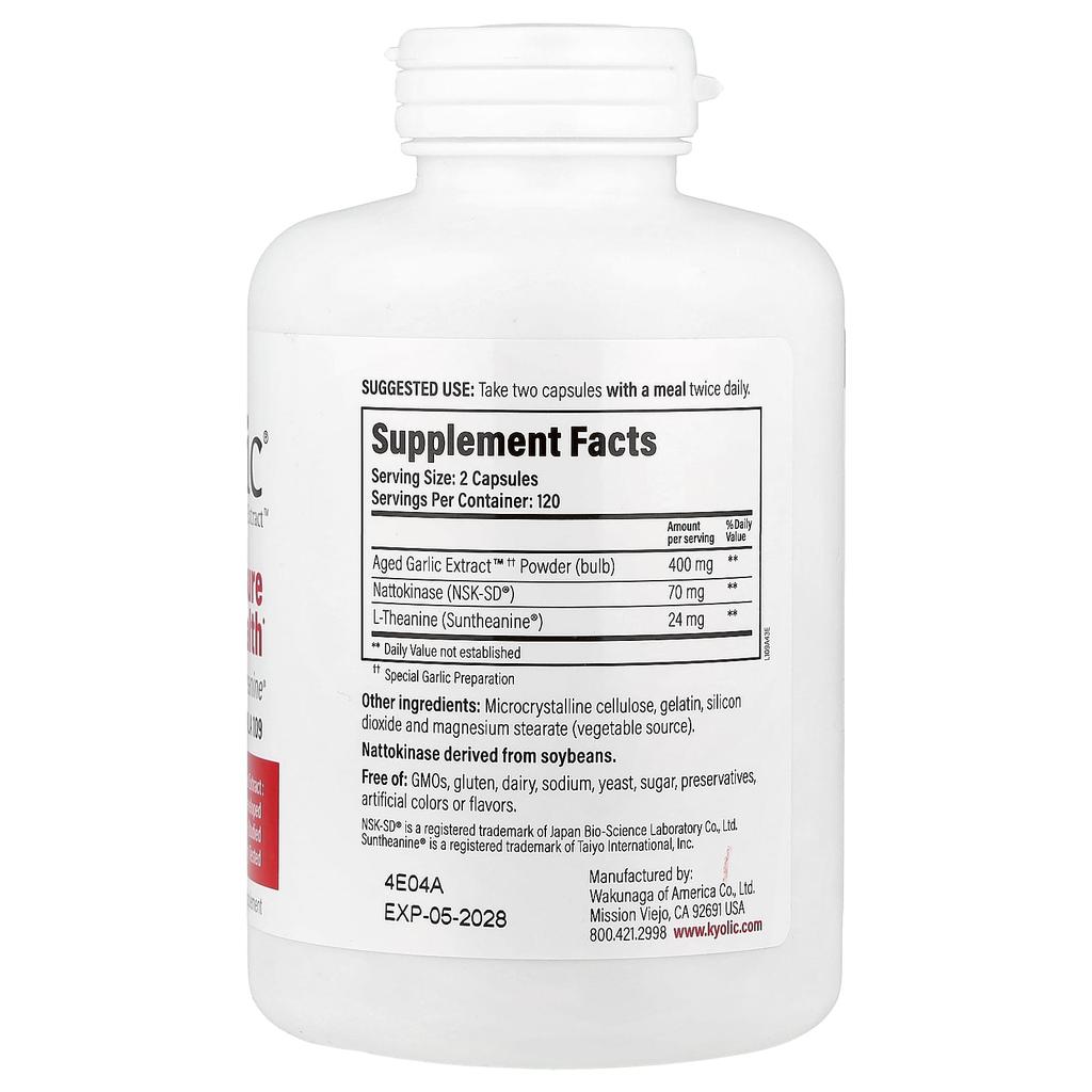 Aged Garlic Extract, Blood Pressure Health, Formula 109, 240 Capsules