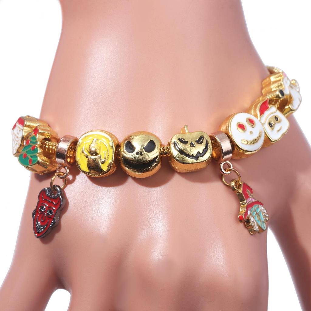 Golden Nightmare Before Christmas Jack & Sally Pumpkin Prince Halloween Bracelet