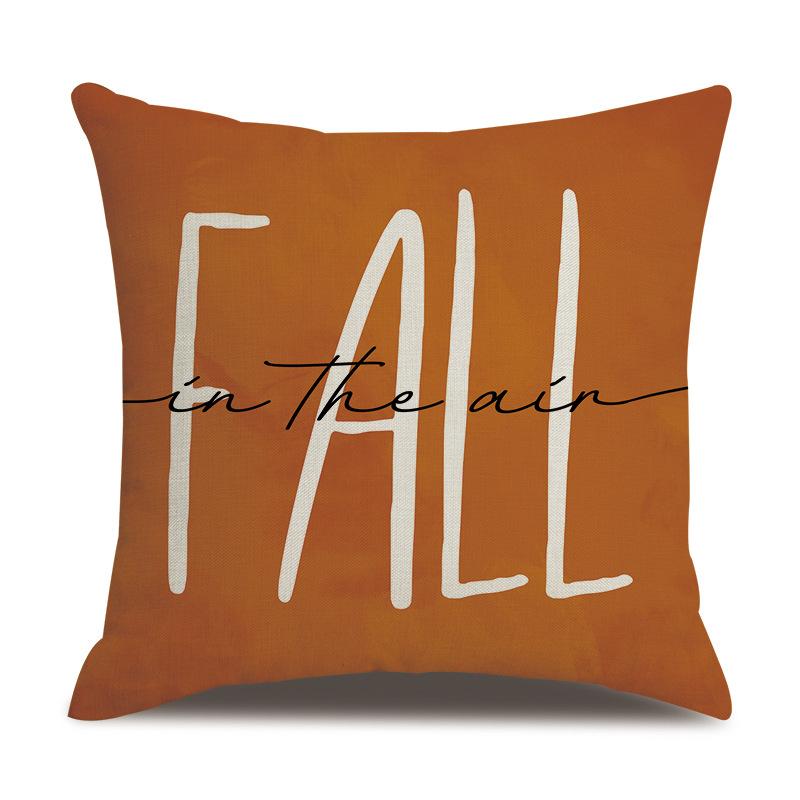 Thanksgiving Linen Pillowcase Autumn Pumpkin Print Pillow Cushion Cover