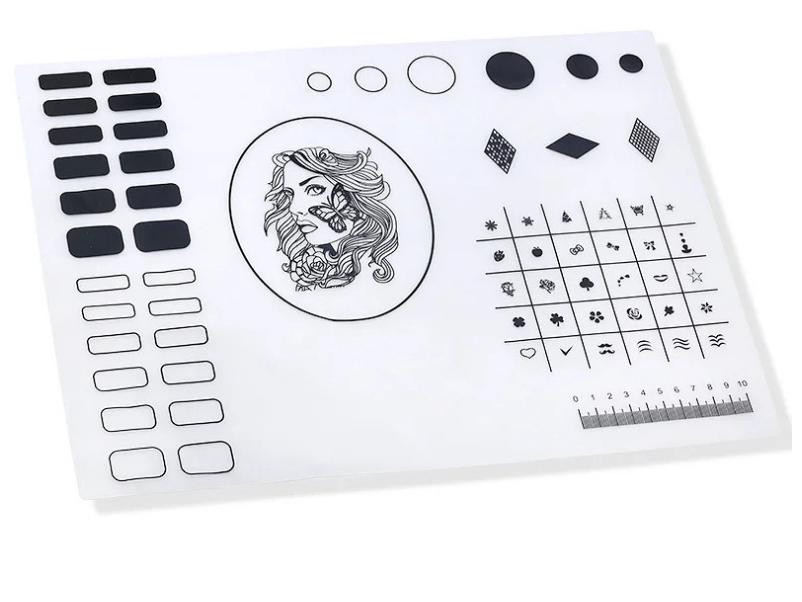 Professionelles Silikon-Matten-Set für Nagelkunst, Stamping und Nagellack-Übungen