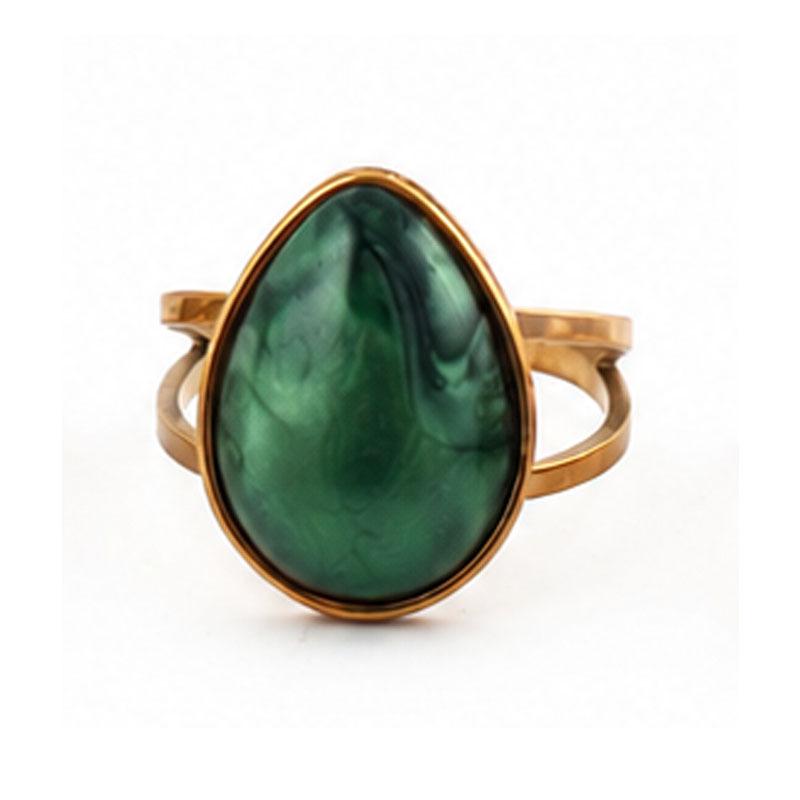 Elegant Light Luxury Stainless Steel Oval Ring - No Fading, European & American Style