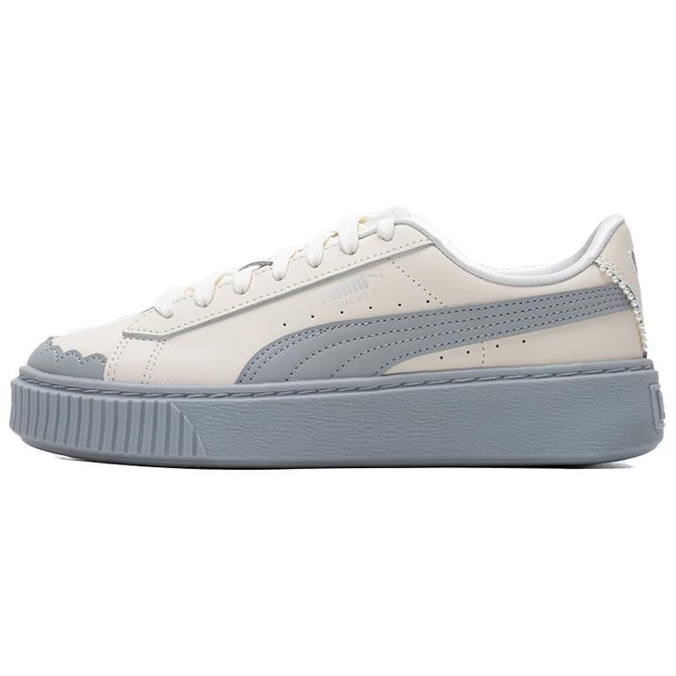 (WMNS) PUMA Basket Platform Shoes Pearl White Blue Women s 398910-04 EU 35.5