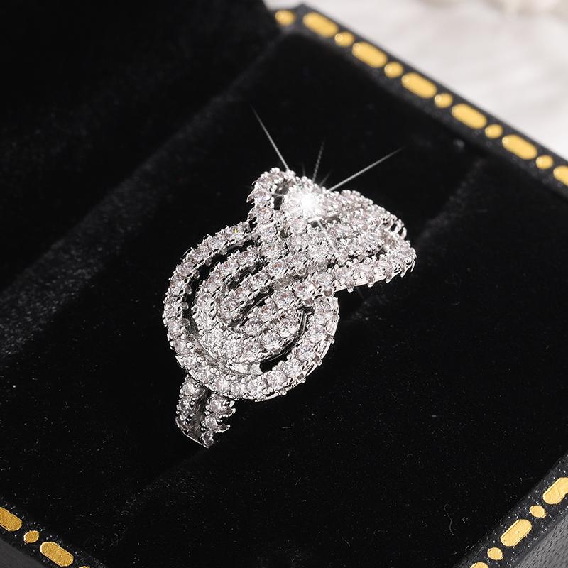 925 Silver PlatedNew Twist Infinite Shape Crystal Cubic Zirconia Rings Woman Exquisite Female Wedding Bands Fashion Jewelry Gift