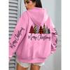 Merry Christmas Leopard Plaid Trees Prints Women Hoodies Loose Hoody All-Match Pocket Pullovers Autumn Hip Hop Streetwear
