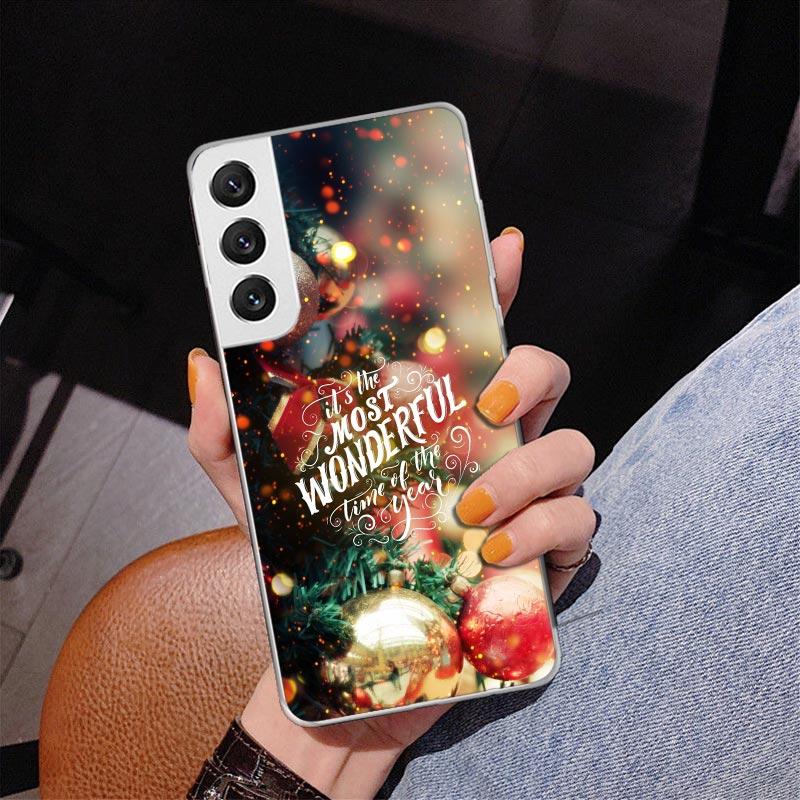 Merry Christmas Tree Snow Phone Case For Samsung Galaxy S24 S25 Edge S26 Ultra S23 S22 S21 Plus S20 FE + Personalized Print Cove