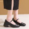 New summer thick heel high heels silver Mary Jane women's shoes with skirt temperament single shoes small leather shoes