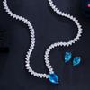 Tide Creative Shiny Zircon Bright Diamond Water Drop Necklace Earrings Two-Piece Set