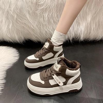 Fashionable High Top Velvet Board Shoes Winter New Soft and Comfortable Vulcanized Casual Sports Women's Shoes Keep Warm