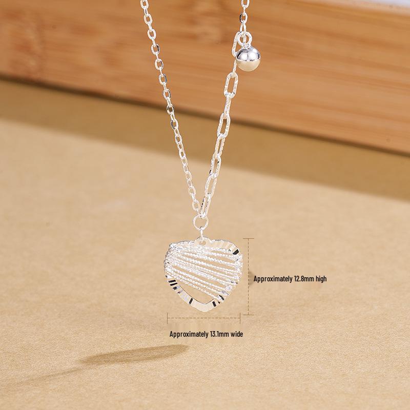 Tichya Real Shot 999 Sterling Silver Heart Necklace - Fashionable Light Luxury, Wire-Wrapped Heart Clavicle Chain for Women. 999 Sterling Silver