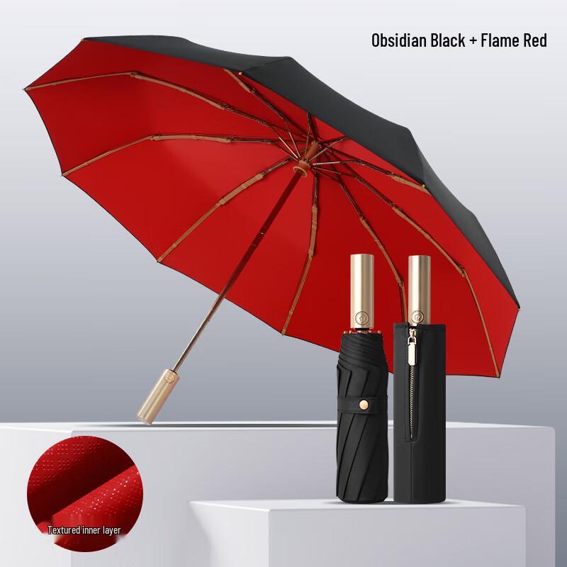 

Kermit CLQ Automatic Tri-Fold Sun & Rain Umbrella with Gold Handle