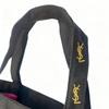YSL Damska Płócienna Torba na Ramię na Zakupy-Yves Saint Laurent-Przyjazna Środowisku Torba Tote z Czarnym Nadrukiem Literowym
