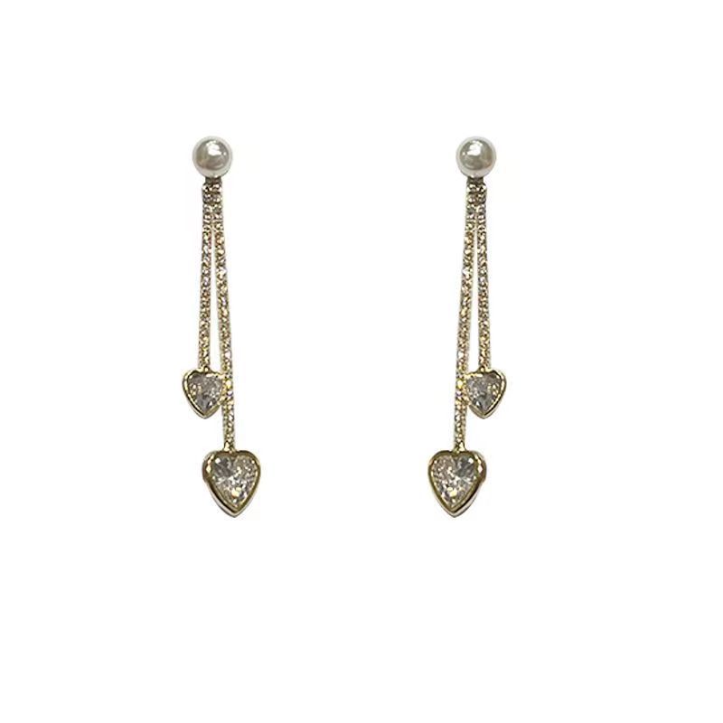 Personality 111 silver needle design sense love fringed earrings women, temperament light luxury high sense long earrings earrings
