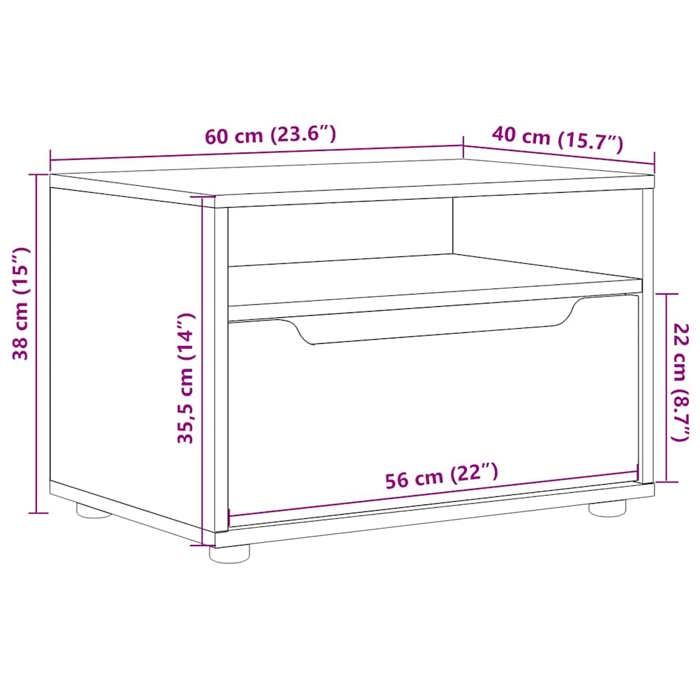 VidaXL Meuble TV VISNES gris béton 60x40x38 cm bois d'ingénierie, support TV, buffet TV, meuble multimédia, banc TV, meuble 4108290