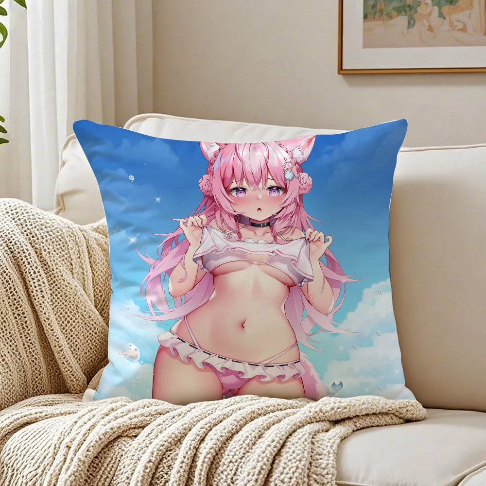 Anime Singer H-Hakui KoyorSi Pillow Case Anti-dustmite Pillowcase Invisible Zipper Silky Short Plush Sofa Cushion Cover
