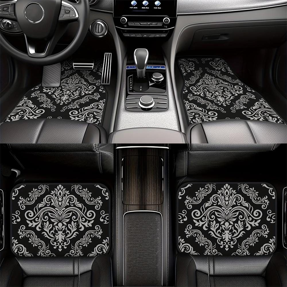 4 Pcs Car Floor Mats Bohemian Pattern European Ethnic Auto Rubber Carpet Universal Interior Accessories for Front and Rear Seats