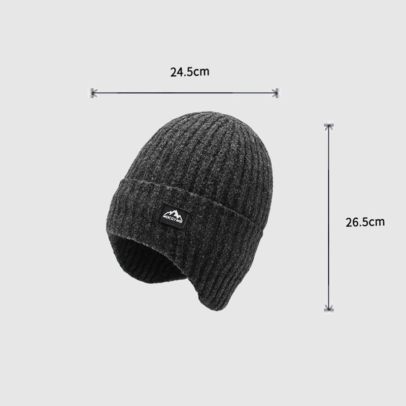 Men's Velvet Hat Warm Ear Protection Thick Wool Knitted Hat Outdoor Cold-Proof Pullover Hat