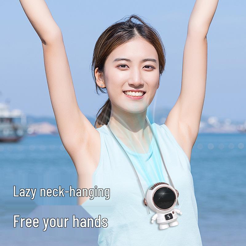 2026 New Handheld Cartoon Astronaut USB Desktop & Neck Hanging Silent Fan with Custom Logo