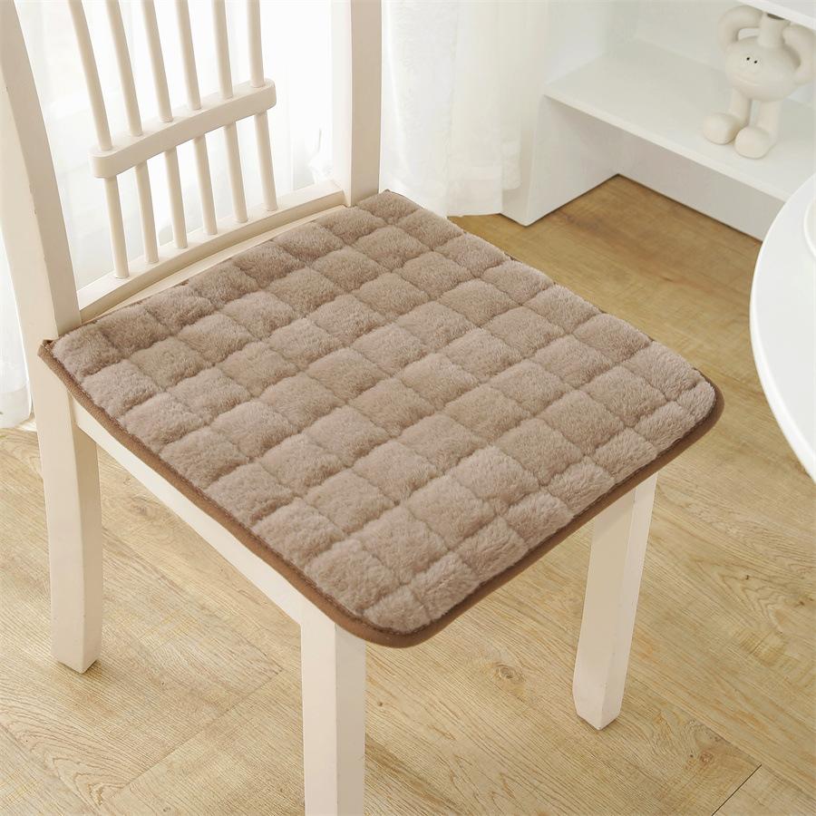 2PCS Winter Plush Meal Chair Cushion Chair Cushion Thickened Solid Color Chair Cushion Office Seat Cushion