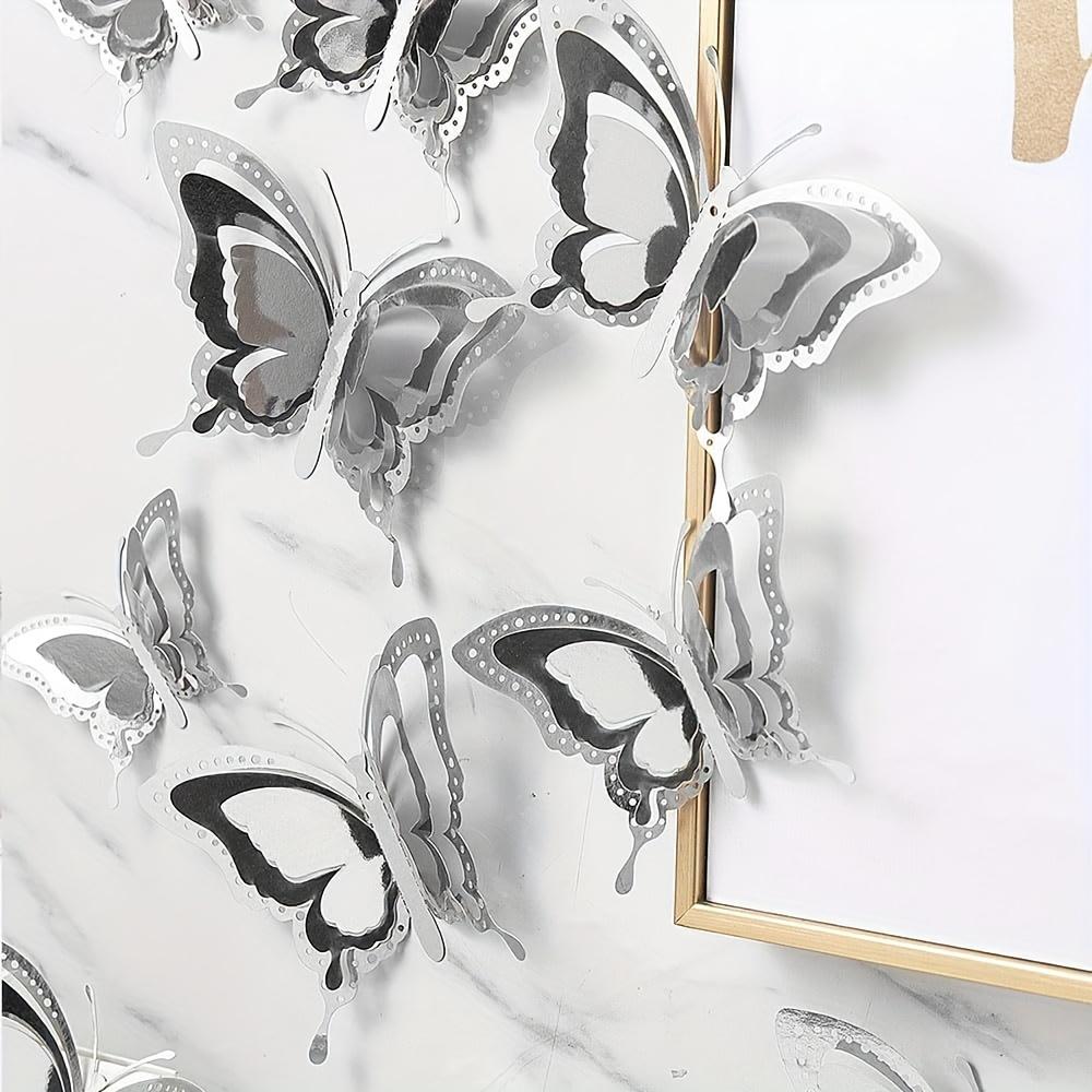 12 Pieces 3D Geometric Butterfly Wall Stickers - Modern Design, Self Adhesive, Reusable, Great for Home Decor, Party Backdrops, Bathroom Walls, Etc.
