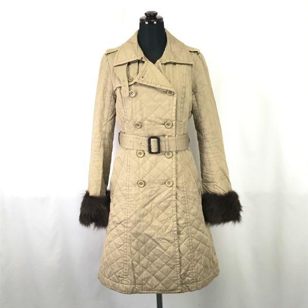 

JILLSTUART Blue Fox Fur Trim Trench Coat Women S Beige Luxury Outerwear