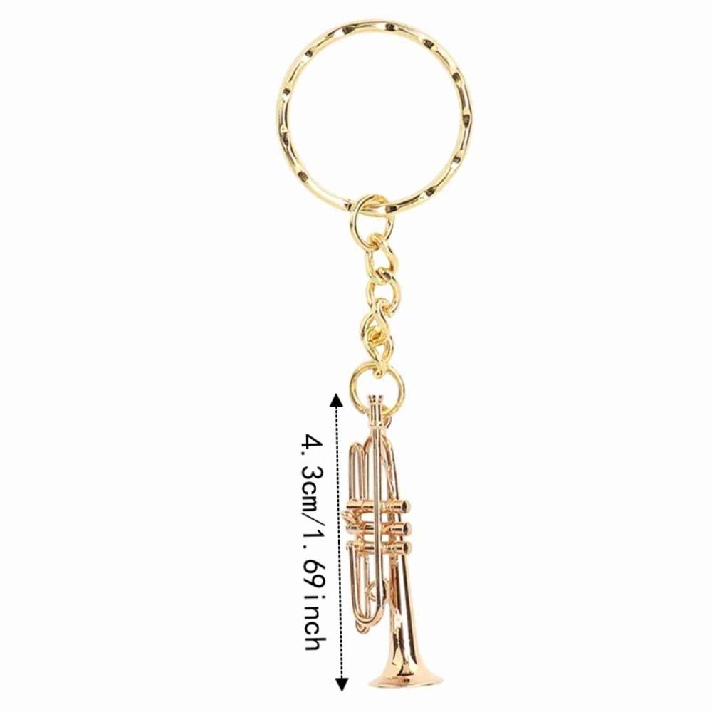 Brass Trumpet Keychain Compact Musical Instrument Keychain Brass Trumpet Charm For Women