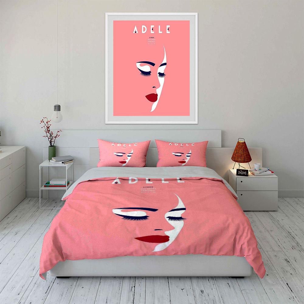 Elegant Pink Face Print Set Bedding Duvet Cover Set Duvet Cover Pillowcases  (1*Duvet Cover 2*Pillowcases, without duvet insert)