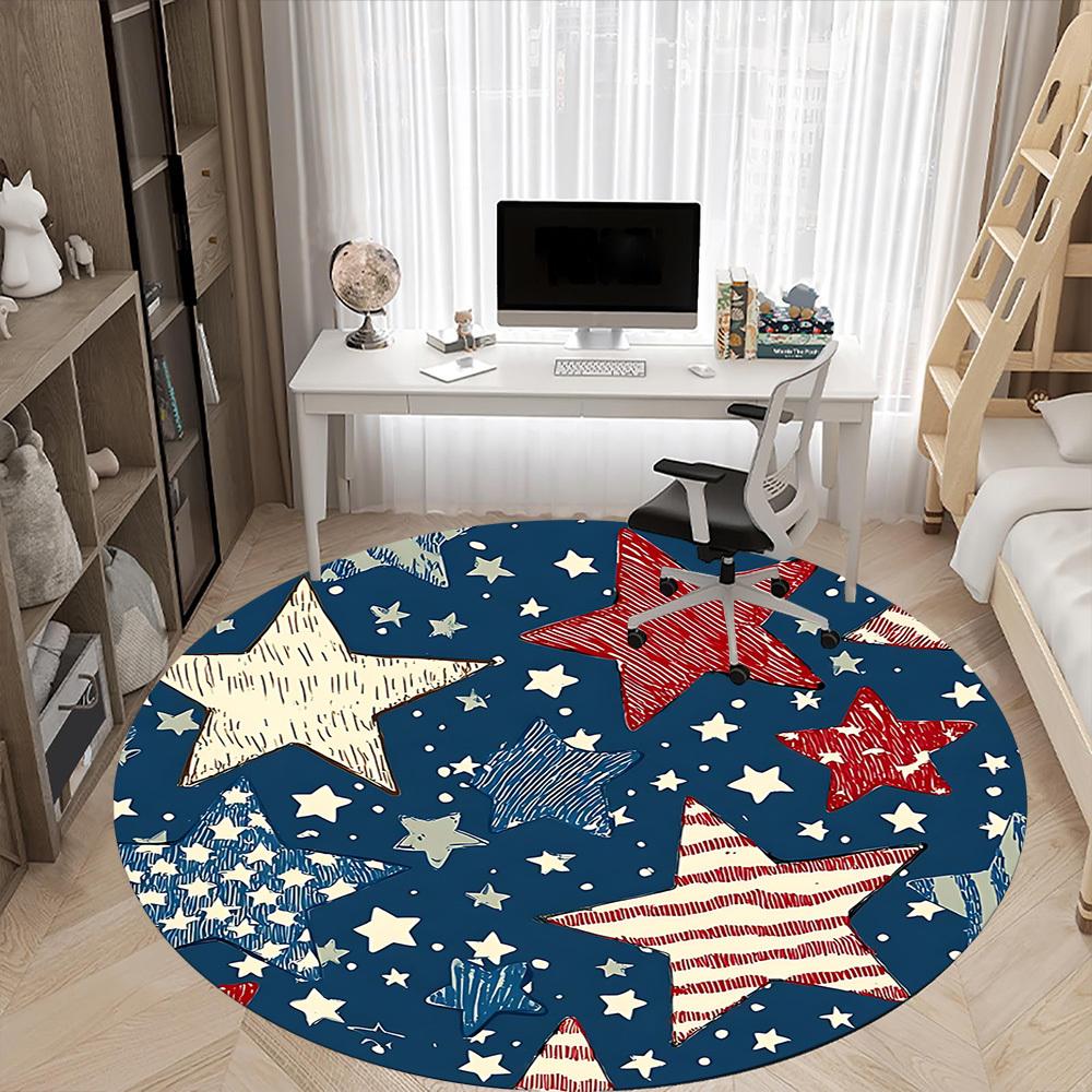 1pc Stars American Office Round Area Rug,  Mat Suitable ForOffice, Under Office Chairs Bedroom Living Room Home Decor, Room Deco