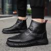 Men's Fashion High Top Leather Ankle Boots Men Autumn Winter Trends Black Flats Botas Outdoor Man Comfortable Casual Sneakers