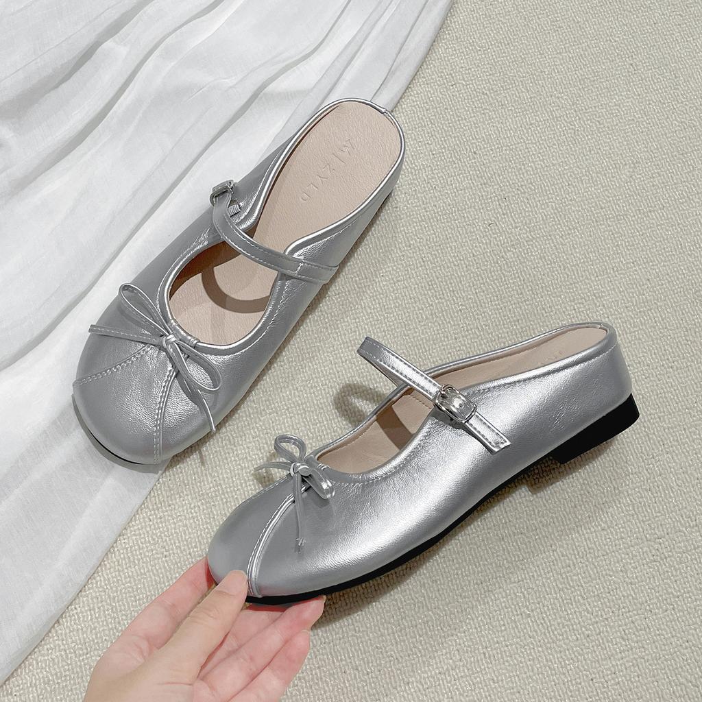 Black Retro Flat-bottomed Bag Head Inner Height-increasing Slippers for Women's Summer Outer Wear 2025 New Models with Skirts French Cool Slippers