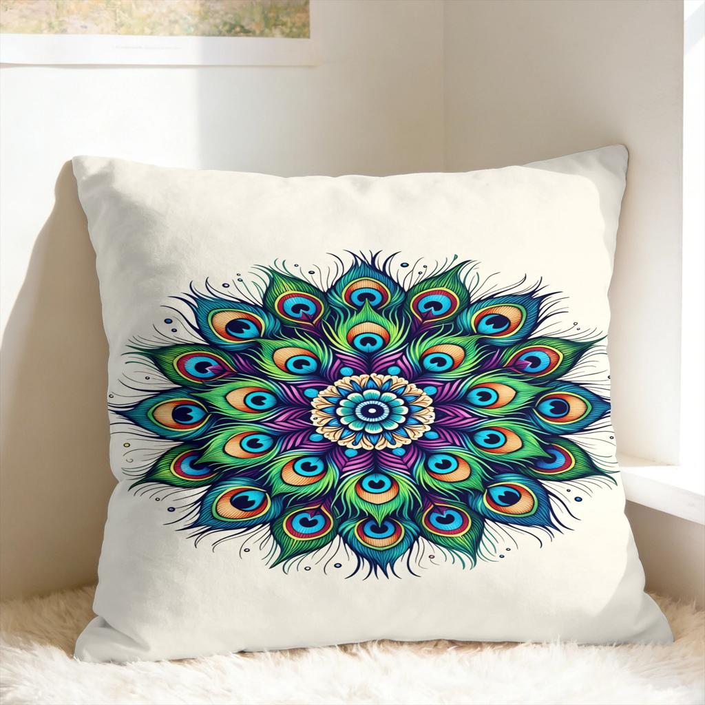 Peacock Feather Printing Pillow Case Fashion Pillow Cover Comfy Pillowcases For Sofa Couch Bed Living Room