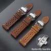 Vintage Cowhide Watch Strap Breathable Leather Watch Band 18mm 19mm 20mm 21mm 22mm 24mm Quick Relase Butterfly Buckle Bracelet