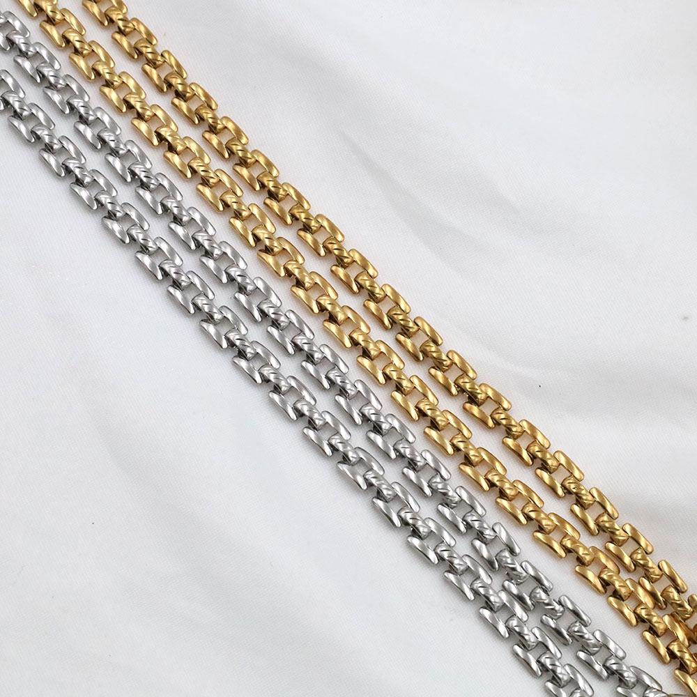 Unisex Retro Hip-Hop Metal Cuban Chain Watch Band & Necklace Bracelet Set