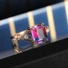 Gold-Plated Colorful Crystal Ring with Diamonds and Tourmaline Zircon Accents