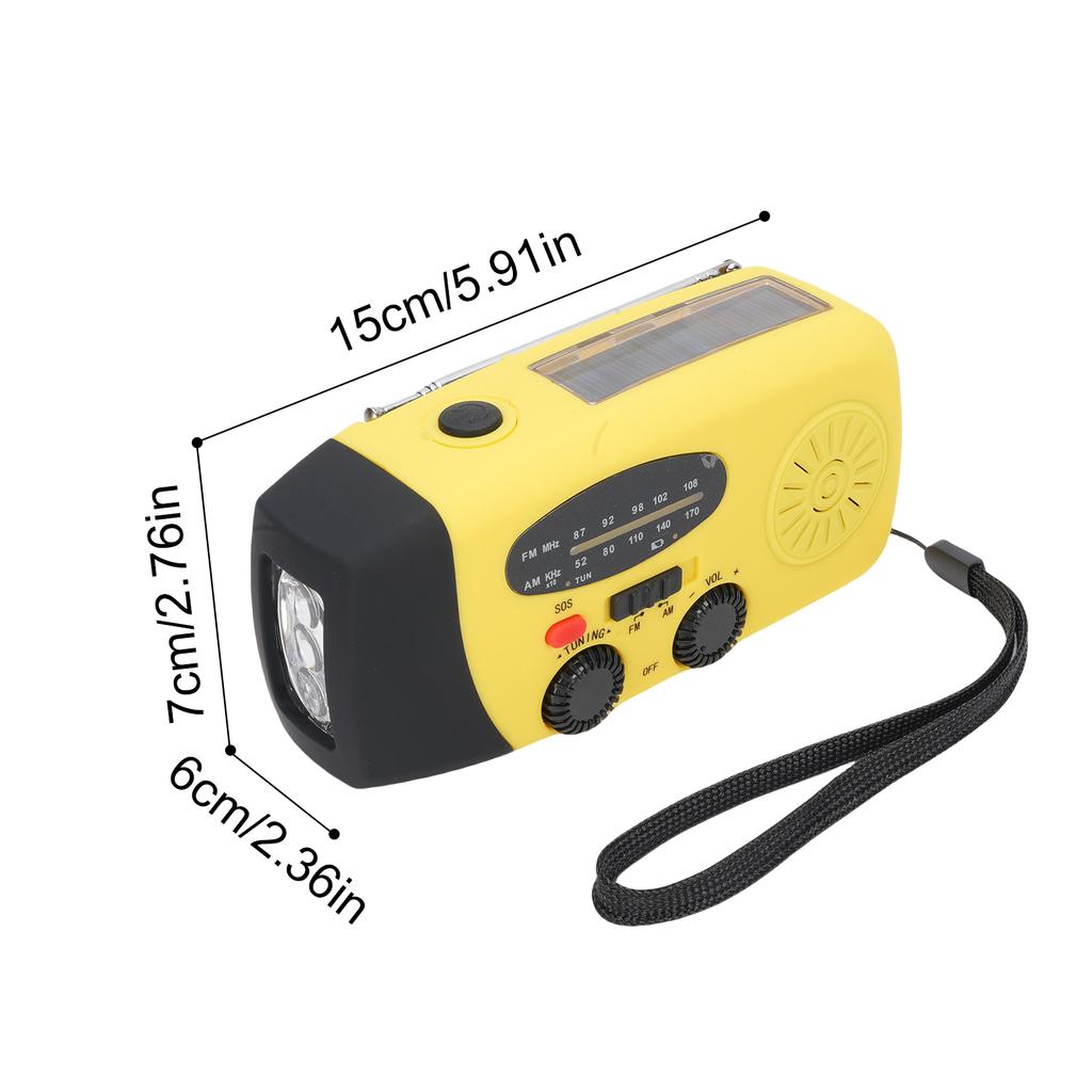 Solar-Notfallradio mit Handkurbel und Typ-C-Aufladung, AM FM Tragbares Radio, 5000mAh Wiederaufladbarer Akku, SOS