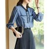 Women's Stand Collar Lyocell Denim Tencel Shirt