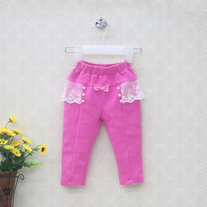2 Pcs/lot Little Q Children's Clothing British Style Lace Patchwork Beads Trousers Baby Pure Cotton Soft Clothes Girls Kid Fashion Pants