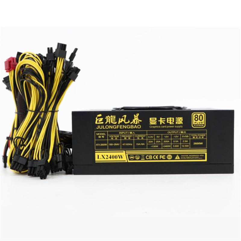 2400W 180V-240V Power Supply Support 8 Cards GPU For   Miner ATX   Computer