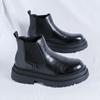 British Style Men Casual Leather Chelsea Boots High-top Business Dress Shoes Fashion Thick Bottom Male Ankle Boots Slip On Shoes
