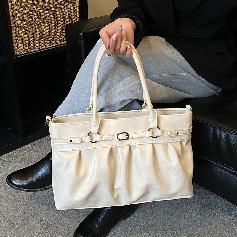 Korean Hot Girl Motorcycle Tote Bag Stylish Pleated Design Handbag Large Capacity Shoulder Bag Niche Versatile Crossbody Bag