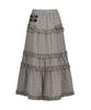 Iligo Buckle Frill Long Skirt Check Beige