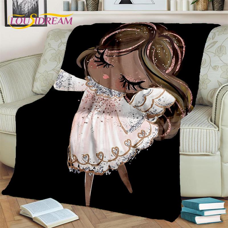 Snová baletka, balerína, víla, labuť, jednorožec, kreslená deka, měkká přehozová deka pro domov, ložnici, postel, pohovku, piknik, cestování, pro děti